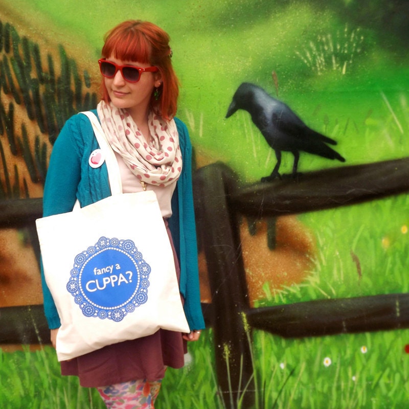 Fancy A Cuppa Screenprinted Tote Bag by hello DODO - tea, teacup, doily, English
