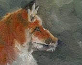 Red Fox in the Woods- Oil Painting- ACEO ATC Art Card PRINT