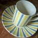 Vintage Cup and Saucer Striped Yellow and Grey