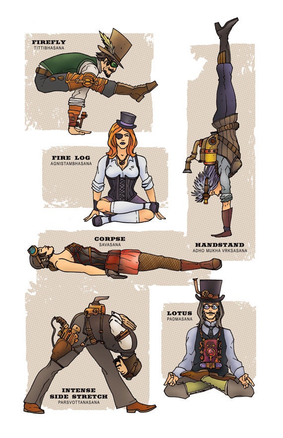 STEAMPUNK YOGA Super Pop Art Print 11x17 by Rob Osborne