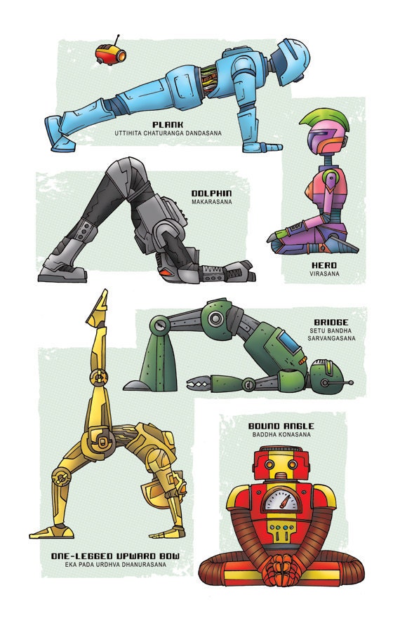 ROBOT YOGA Super Pop Art Print 11x17 by Rob Osborne