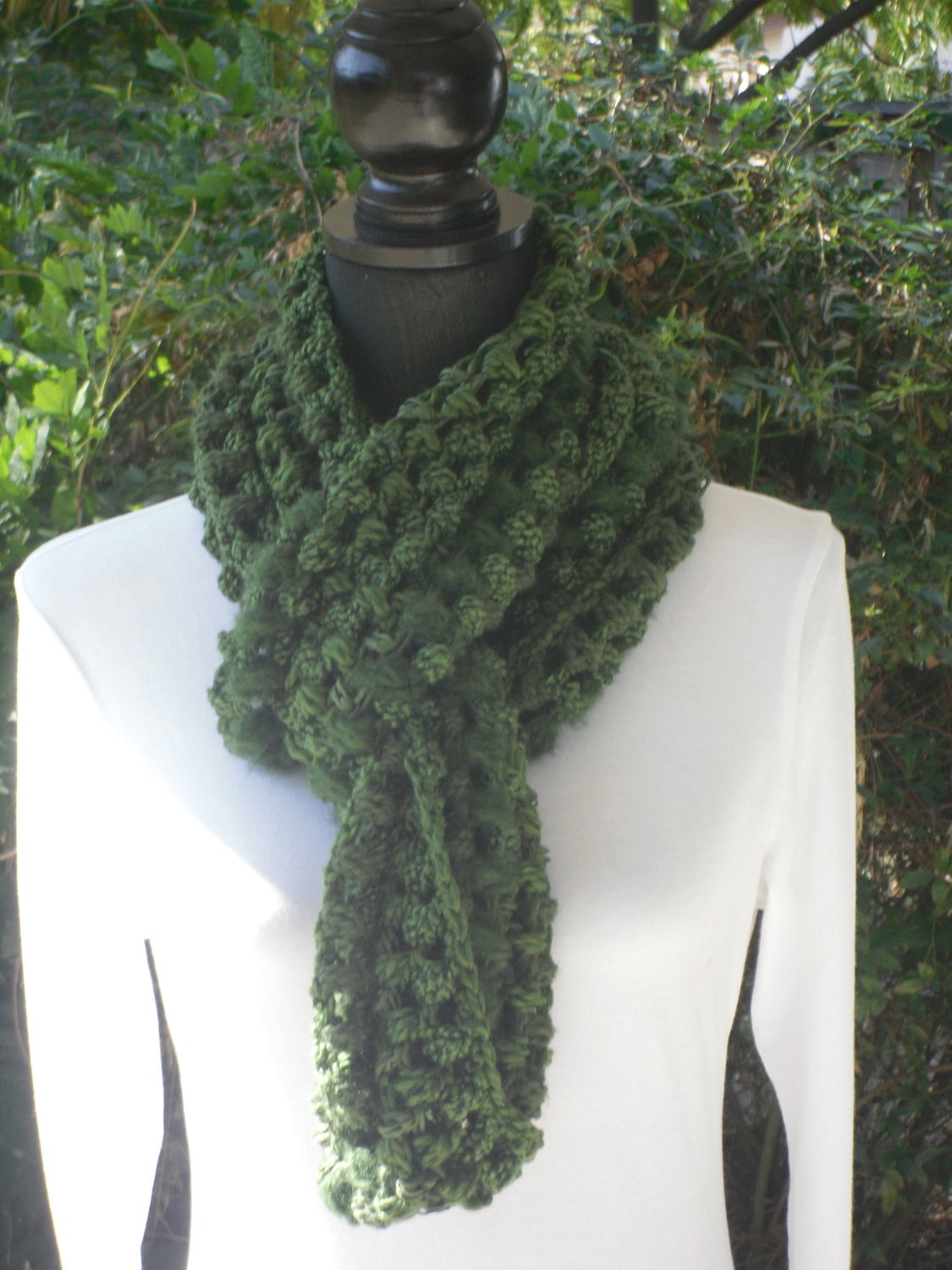 Infinity Eternity Cowl Neck Warmer Scarf Jade Green Soft Cluster Crochet MADE TO ORDER