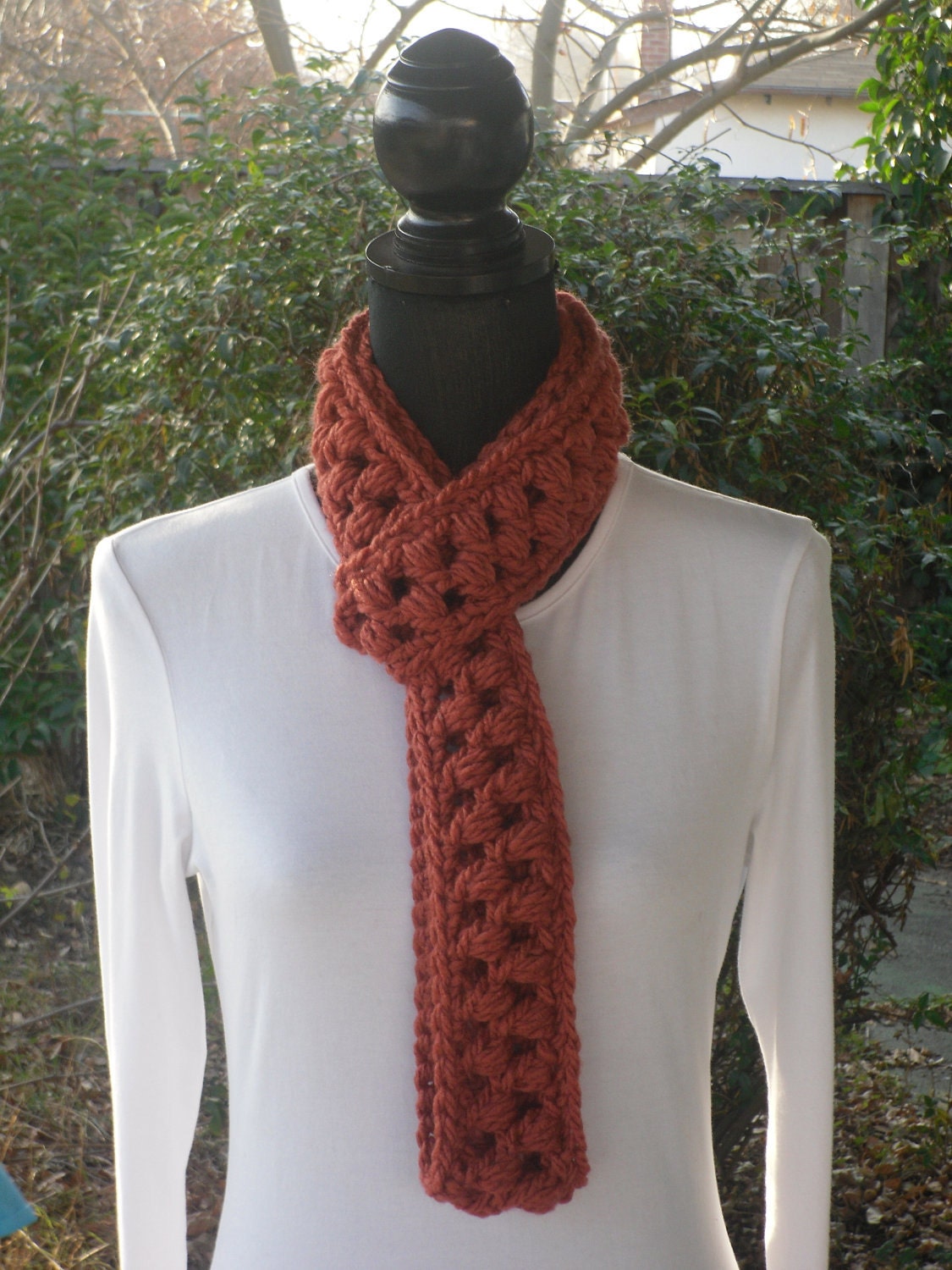 Necklace Skinny Infinity Eternity Cowl Scarf Copper Cluster Crochet MADE TO ORDER
