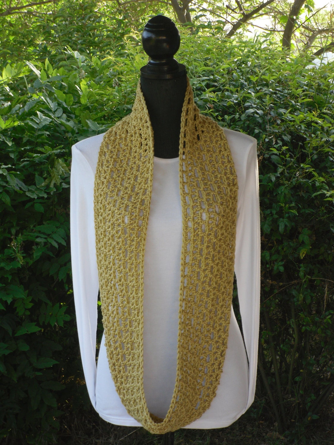 Infinity Eternity Cowl Neck Warmer Scarf Honey Yellow Cluster Crochet READY TO SHIP