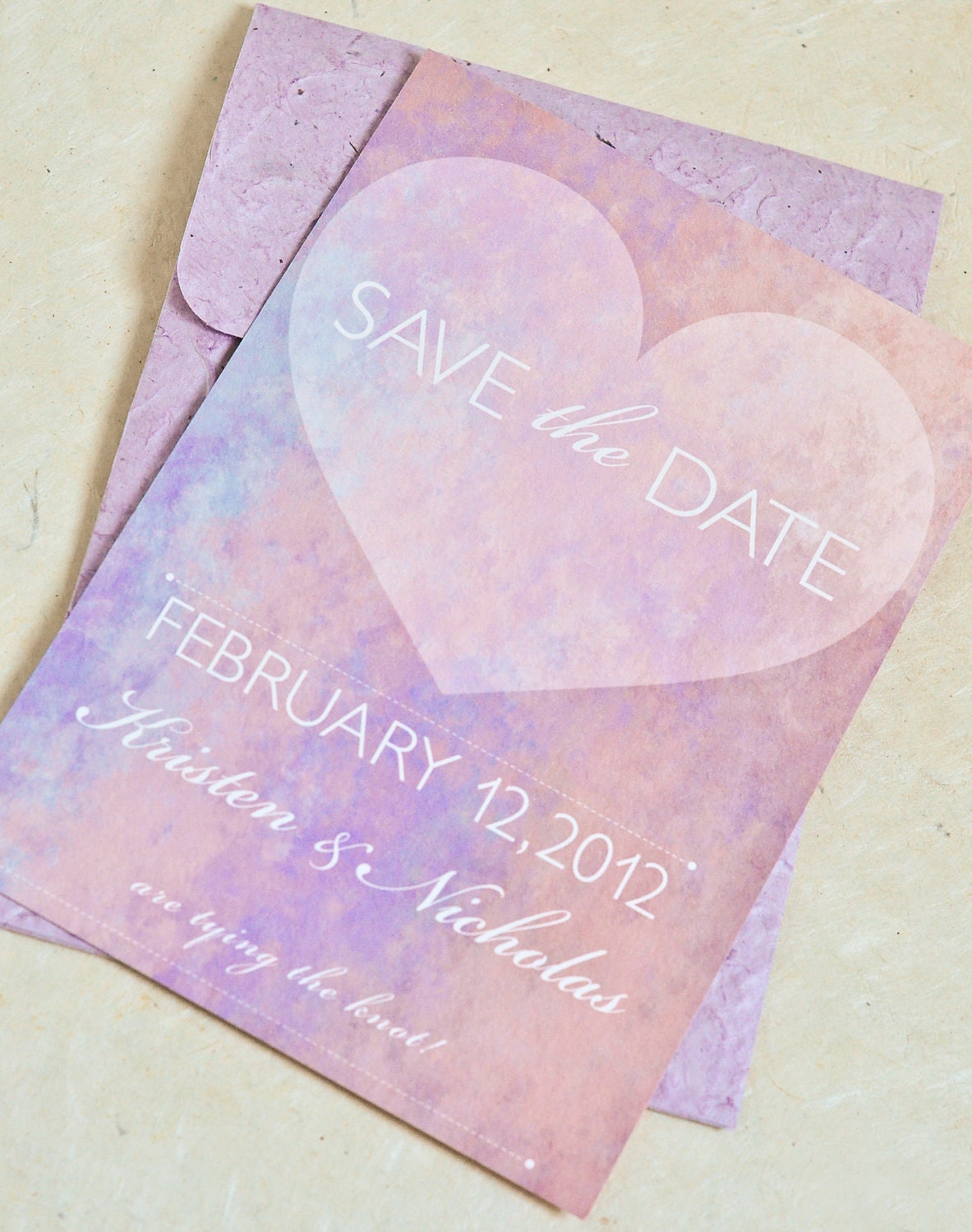 Pink Purple Vintage Wedding Save The Date Cards - Nicholas