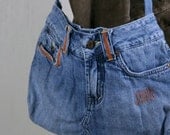 Upcycled Jean Purse, Made from l.e.i. Mini Skirt, Lots of Pockets