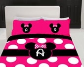 Minnie Mouse Hot Pink Custom Personalized Duvet Cover Twin with Pillowsham Set