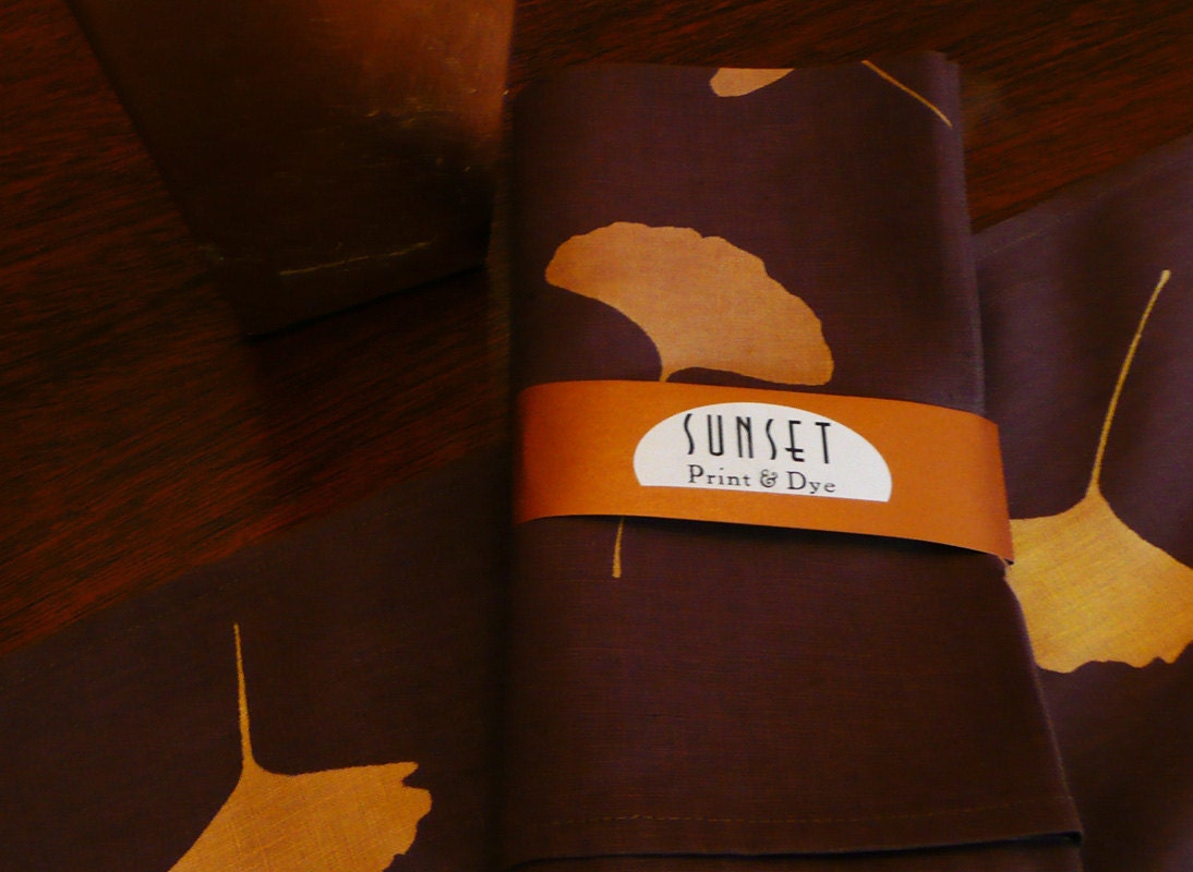Cloth Napkin Set of Four Pure Linen Hand Printed