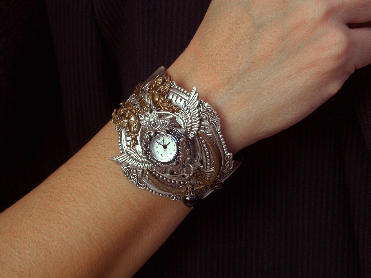 Gothic Steampunk Watch Cuff - Valkyries and Goddesses