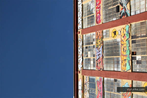 Graffiti Long Island Queens Street Art New York City Urban Warehouse Industrial Diptych (4" x 6" Fine Art Photo Print / Notecard)