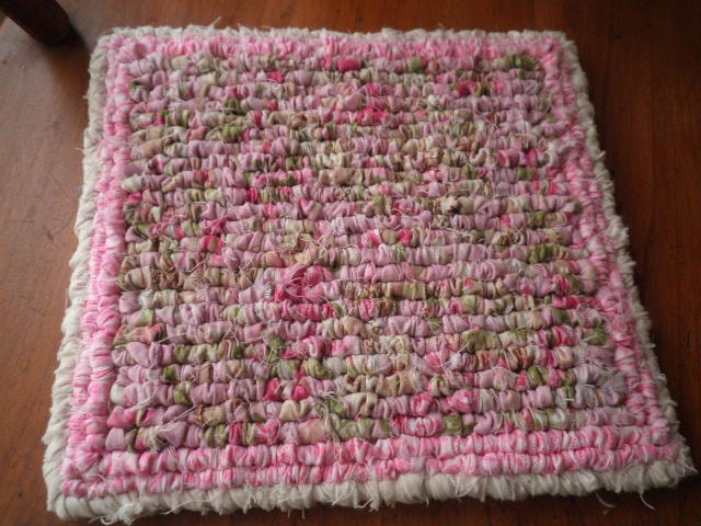 Handmade Kitchen Pot Holder 7.5" x 7.5" Square, Victorian Pink Mothers Day