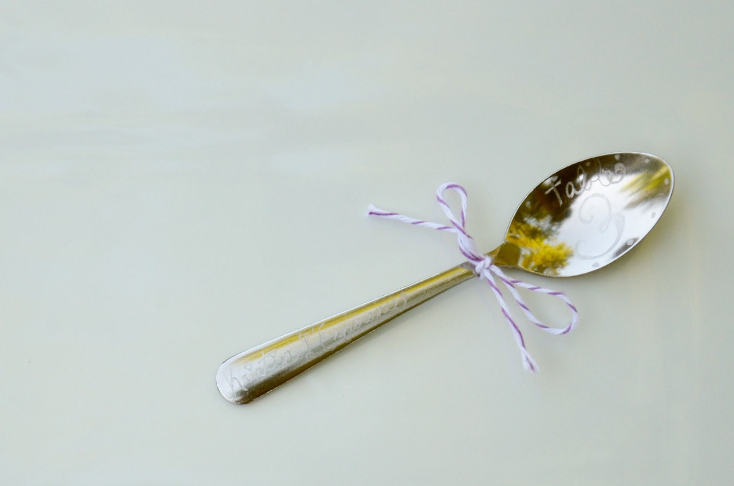 1 Espresso/ Demitasse MINI Seating Card / Favor Spoons - Hand Engraved