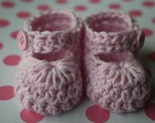 Soft Pink Baby Girl Crocheted Mary Jane booties shoes Baby Shower Gift Mary Janes Dress Up Photo Prop