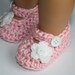 Baby Girl Crochet Pink White Sparkly Flower Mary Janes Baby Janes Shoes Booties Photo Prop Shower Gift Easter Spring