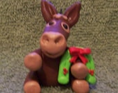 Mule Christmas tree ornament (polymer clay) with horsehoe wreath