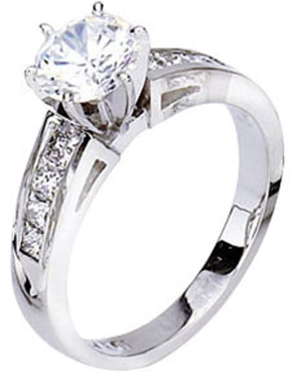 14k white gold .50ct  diamond engagement ring, with moissanite center.  style E1DME