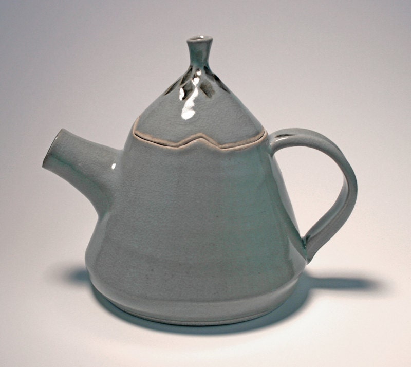 RESERVED - Acorn closed form ceramic teapot - light blue