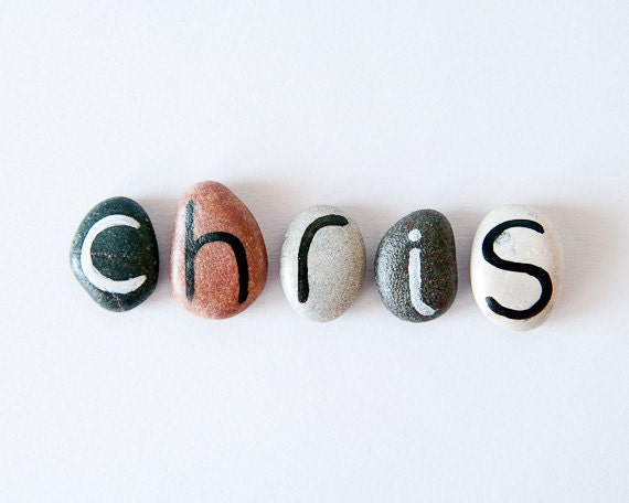 5 Magnets Letters, Custom Name, Beach Pebbles by Happy Emotions, Gift Ideas, Sea Stones, Personalized, Rocks