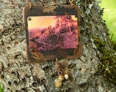 Western necklace landscape artist Charles Marion Russell mixed media jewelry Sarah Wood