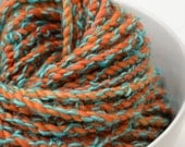 The Mill orange and turquoise handspun art yarn - 40 Yards