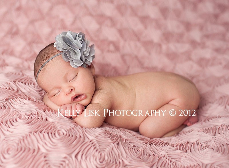 Baby Girl Headband, Gray Baby Headband, Silver Baby Headband