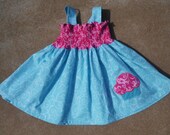 Girls Cupcake Birthday Dress Childrens Boutique Clothing Shirred Dress with Matching Boutique Hairbow 6m 12m 18m 24m 2T 3T 4T 5T 6