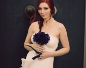 Bridesmaids Full Bloom Bouquet : Indigo - Fabric Bouquet - Wedding Flowers - Fabric Flowers - Bridesmaids Bouquet