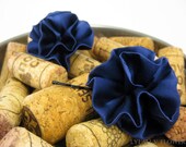 Silk Fabric Flower Hairpins - Flower Girl Hairpins - Extra Small Blooms in Indigo (2 PC)