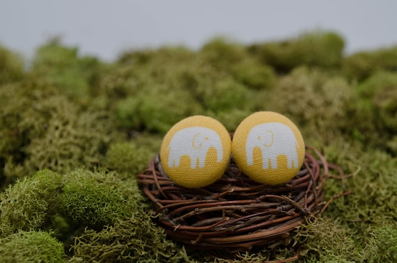 Yellow Elephant Stud Earrings