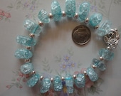 Aqua Crackled Glass Nugget Bracelet
