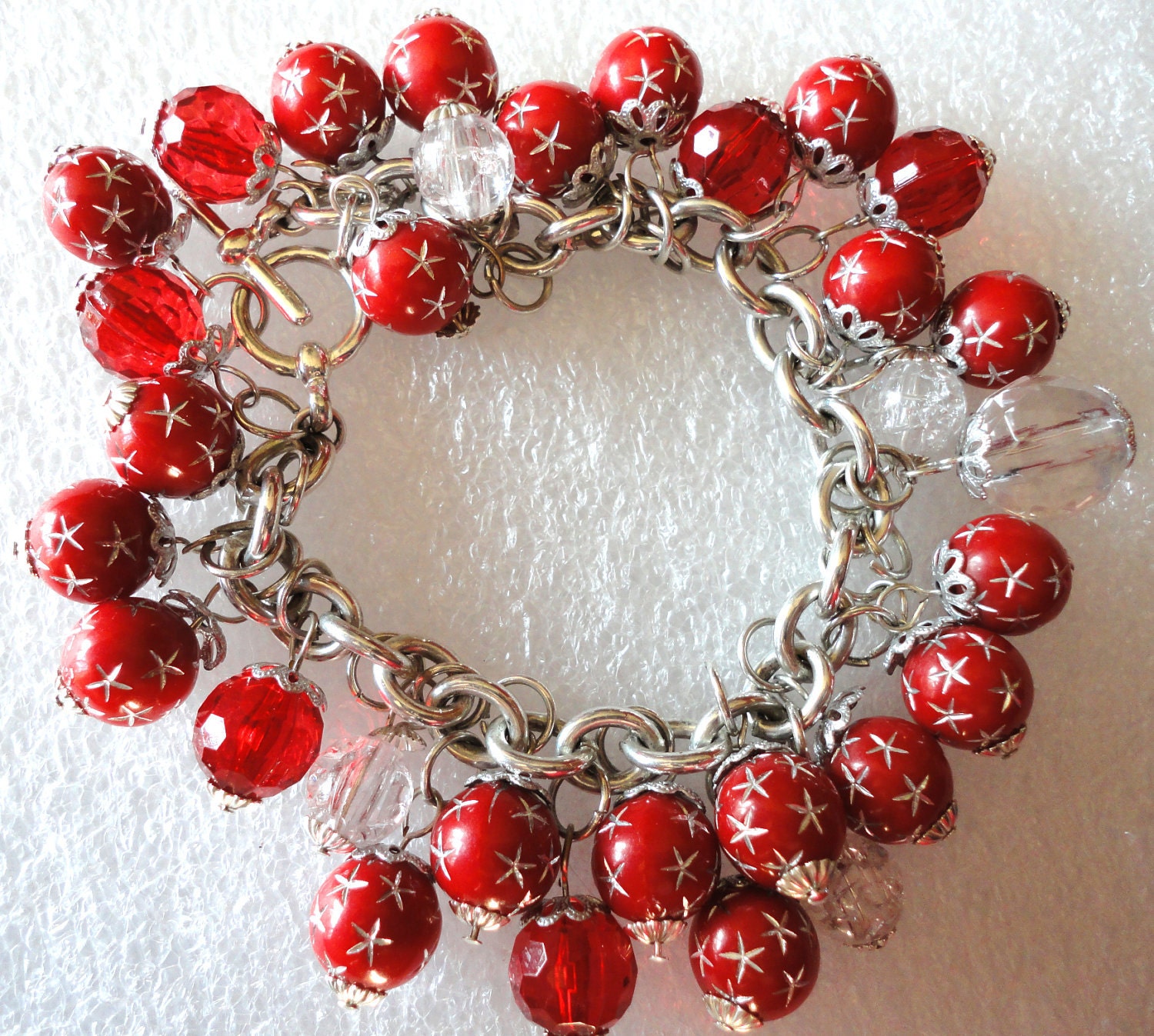 Red and Clear Bead Bracelet