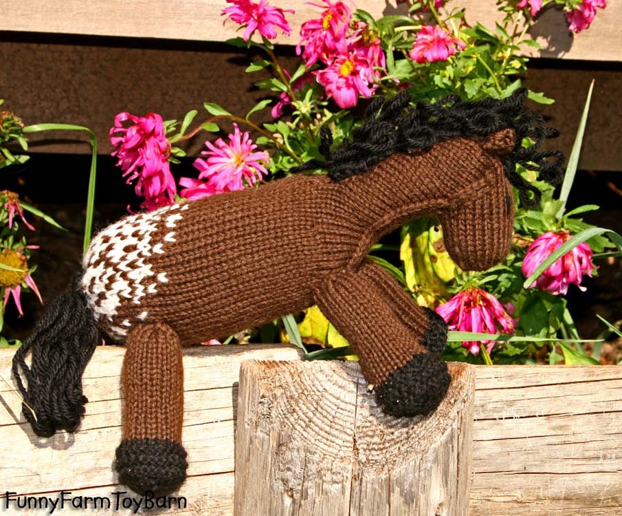 Snowflake: Appaloosa Pony Girl's Knitted Soft Horse Toy Stuffed Animal Natural Waldorf Play
