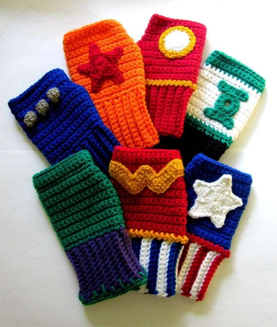 Power Wristies. Hulk Inspired Wristwarmers. Superhero Fingerless Gloves. Crochet Avengers Marvel Comics Accessory. Cosplay.