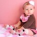 Long sleeve brown and pink baby girls onesie tutu with white chiffon flower CUSTOM ORDER FOR Angele