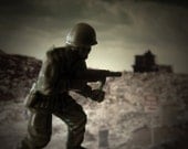 8x10 - War Games - Toy Soldier Wall Art, Boy's Room Wall Decor, Surreal Modern Art Photo, Vintage Inspired Photo Print, Army Green, Military
