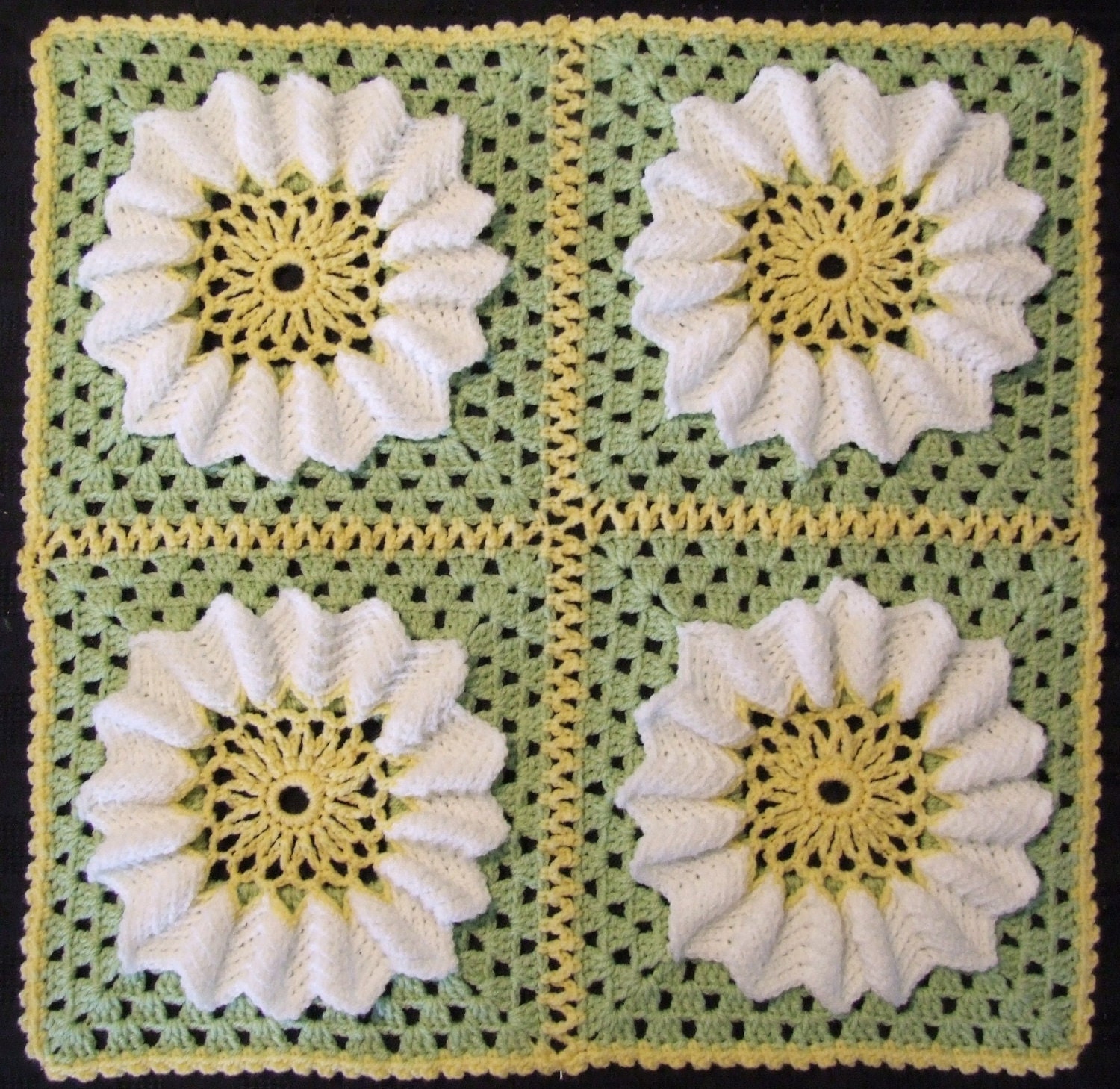 INSTANT DOWNLOAD Crochet Blanket Pattern PDF (Springtime Flowers)