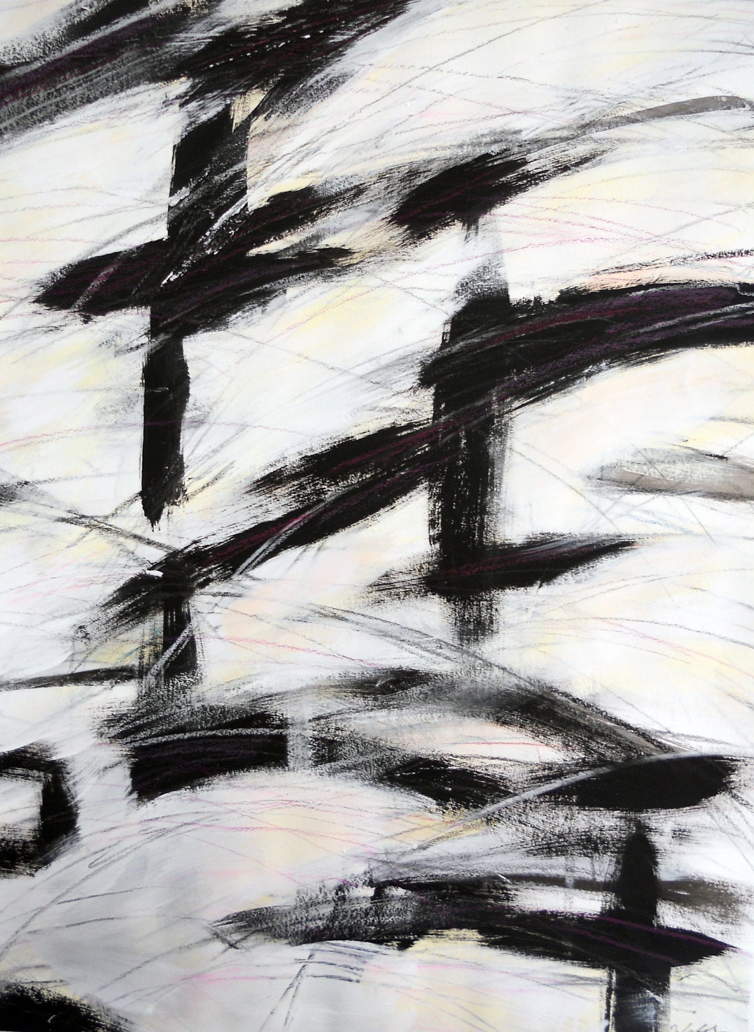 Black Abstract Painting, After Kline 3, 10/28/11 (abstract / black / cream / white)