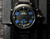 Men's Leather Quartz Watch - SALE - Worldwide Shipping - Customized Color - USA Hand Made