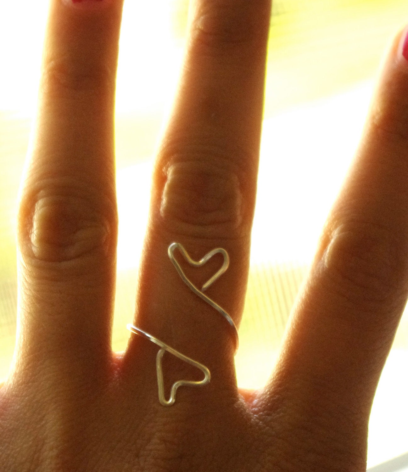 Love Ring, Graduation gift, Heart Wire Ring, Sterling Silver, friendship, love, unity