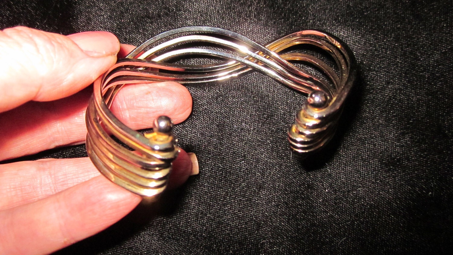 Sale on Now Eams deco look Modern contemporary twisted silver gold bracelet cuff unisex 'WA Street Team'