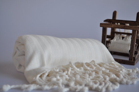 Handwoven Bamboo Peshtemal - Ivory - Thin