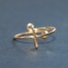 Sideways Cross Ring, Gold Wire Adjustable, Fits Your Size