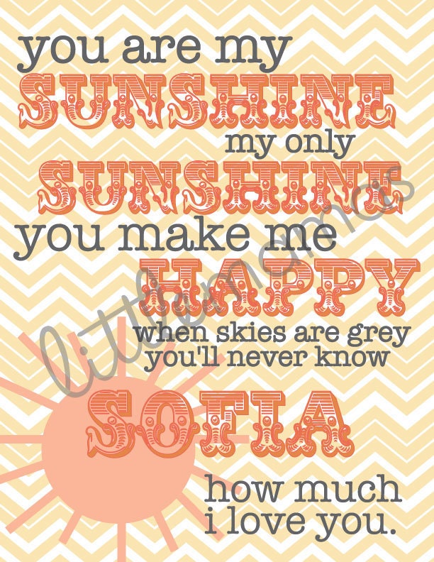 You are My Sunshine Printable Nursery Art PDF 8x10