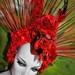 SALE Sci- Fi Cyber Futuristic gaga Red black rose stone fringe goth vampire burning man lolita wearable art Fantasy headdress headpeice wig