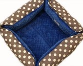 Gray Polka Dot Pet Bed CUSTOM Medium 16 In Square Slip-proof Base 37 Color Choice Dog Cat Couture Artistic Travel Collapsible Washable