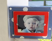 Chunky Red, White & Blue Polka Dot Distressed 5 x 7 Painted Wood Frame Patriotic