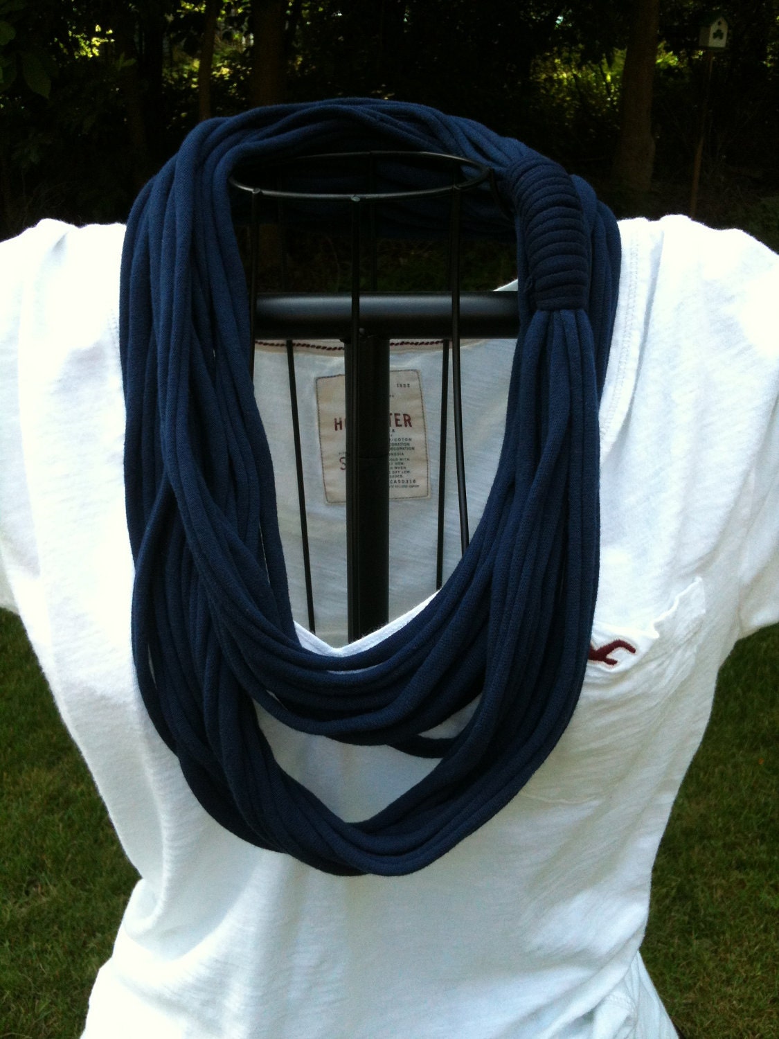Upcycled NAVY BLUE t-shirt infinity scarf