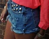 WLDHRTS Vintage STUDDED High Waisted Denim Shorts Cut Offs Made to Order