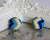 Bespoke retro fabric covered button earrings