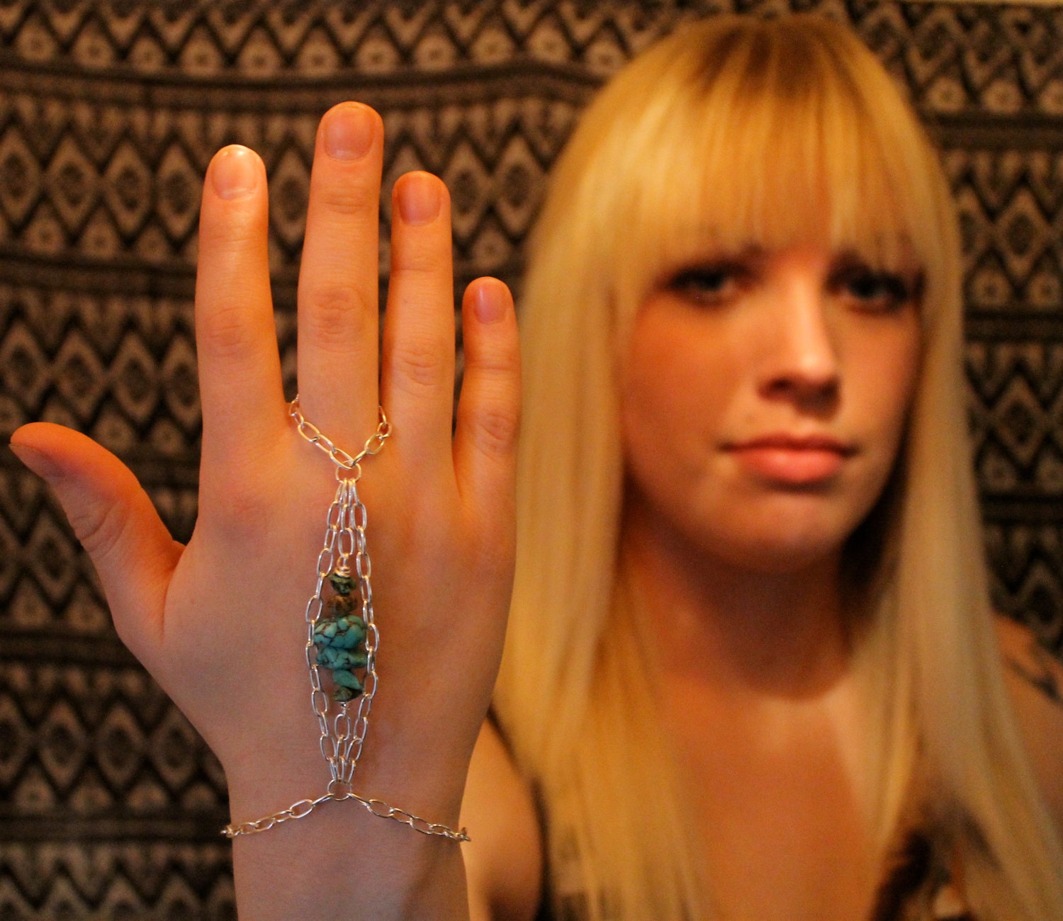 Turquoise Heavy Chain Hand Armor